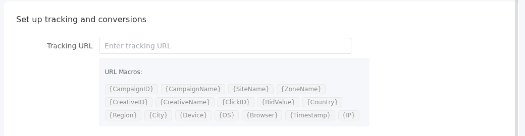 Tracking URL and macros