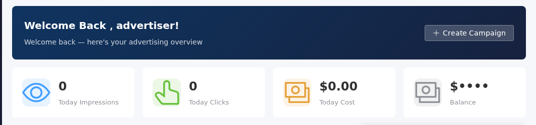 Advertiser dashboard
