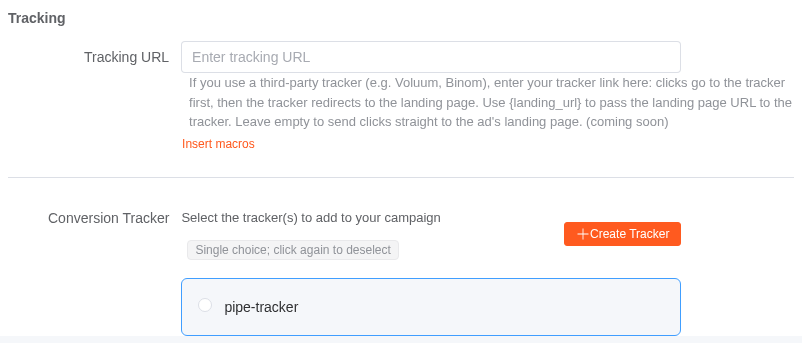 Tracking URL and macros