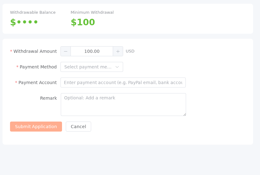 Request a withdrawal